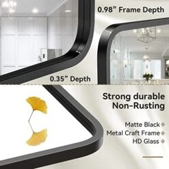Brightify 22 X 30 Pivot Bathroom Mirror For Wall, Black Metal Framed Bathroom Mirrors For Vanity, Farmhouse Tilt Mirror, Rounded Rectangle Vanity Mirror, Horizontal Or Vertical Wall Mounted Mirrors 9 Brightify 22 X 30 Pivot Bathroom Mirror For Wall, Black Metal Framed Bathroom Mirrors For Vanity, Farmhouse Tilt Mirror, Rounded Rectangle Vanity Mirror, Horizontal Or Vertical Wall Mounted Mirrors -Safavieh Furniture 511c9zXzxpL