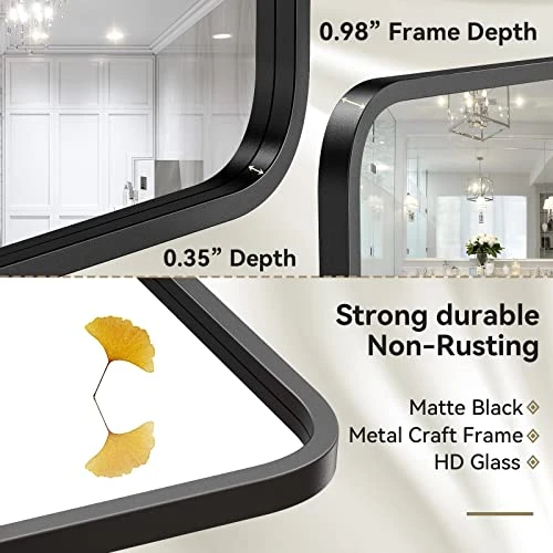 Brightify 22 X 30 Pivot Bathroom Mirror For Wall, Black Metal Framed Bathroom Mirrors For Vanity, Farmhouse Tilt Mirror, Rounded Rectangle Vanity Mirror, Horizontal Or Vertical Wall Mounted Mirrors 5 Brightify 22 X 30 Pivot Bathroom Mirror For Wall, Black Metal Framed Bathroom Mirrors For Vanity, Farmhouse Tilt Mirror, Rounded Rectangle Vanity Mirror, Horizontal Or Vertical Wall Mounted Mirrors - Image 5