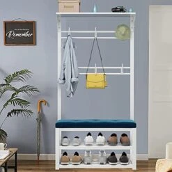 Qcesorib Hall Tree With Storage Bench, 4-in-1 Entryway Coat Rack, With 8/10 Hooks, For Bedroom Living Room - 80X30X172CM, 100X30X172CM