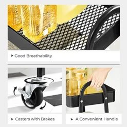 SONGMICS 3-Tier Rolling Cart, Metal Storage Cart, Kitchen Storage Trolley With 2 Brakes And Handles, Utility Cart, Easy Assembly, For Painting Utensils Bedroom Laundry Room, Black UBSC068B01 -Safavieh Furniture 511r1CDNB1S