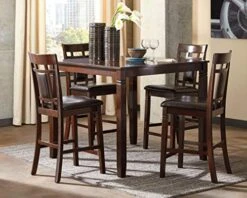 Signature Design By Ashley Bennox 5 Piece Counter Height Dining Set, Includes Table & 4 Barstools, Brown