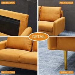 INSTORY Velvet Sofa Set Modern Sofa & Loveseat Set 2 Piece Tufted Couch Set With Metal Legs For Living Room, Office, Bedroom - Ginger 18 INSTORY Velvet Sofa Set Modern Sofa & Loveseat Set 2 Piece Tufted Couch Set With Metal Legs For Living Room, Office, Bedroom - Ginger -Safavieh Furniture 512GAKJFUjL