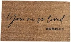 Christian Welcome Mat, Reminding You That You're So Loved. 100% Natural 18 By 30 Raw Coco Coir Mat, Ethically Sourced. -Safavieh Furniture 512VlSIQYGL. AC