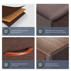 ROMOON Nightstand Chest With 3 Fabric Drawers, Bedside Furniture, Lightweight Accent Table, Storage Drawer Unit With Wood Top Fabric Bins For Bedroom, Hallway, Entryway, Closets,Nursery-Espresso 9 ROMOON Nightstand Chest With 3 Fabric Drawers, Bedside Furniture, Lightweight Accent Table, Storage Drawer Unit With Wood Top Fabric Bins For Bedroom, Hallway, Entryway, Closets,Nursery-Espresso -Safavieh Furniture 512YZ9YCKhL