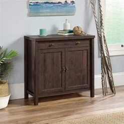Pemberly Row Mid-Century Wood Cabinet In Coffee Espresso Oak