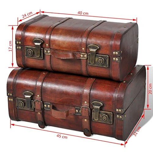 Wooden Treasure Chest Storage Trunk, 2 Pack Small + Large Decorative Chest With Lockable Latch And Leather Grip For Kids Gift Home Livingroom Bedroom Cafe Bar Hotel Decor 2 Wooden Treasure Chest Storage Trunk, 2 Pack Small + Large Decorative Chest With Lockable Latch And Leather Grip For Kids Gift Home Livingroom Bedroom Cafe Bar Hotel Decor - Image 2