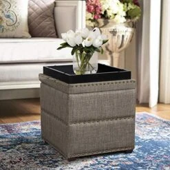 Edeco Modern Nailhead Storage Ottoman With Tray Top Square Script Ottoman Space-Saving Coffee Table, Grey 12 Edeco Modern Nailhead Storage Ottoman With Tray Top Square Script Ottoman Space-Saving Coffee Table, Grey -Safavieh Furniture 512uuzwPIvL. AC