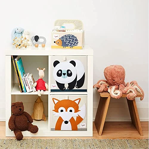 3 Sprouts Kids Childrens Collapsible Fabric 13 X13 X 13 Inch Storage Cube Bin Box For Cubby Shelves, Orange Fox And Panda Bear (2 Pack) 4 3 Sprouts Kids Childrens Collapsible Fabric 13 X13 X 13 Inch Storage Cube Bin Box For Cubby Shelves, Orange Fox And Panda Bear (2 Pack) - Image 4