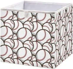 Baseball Pattern Round Storage Organizer Canvas Collapsible Box Chest Organizer For Edroom Closet Kid's Toys Laundry 16x11x7 Inch -Safavieh Furniture 5136buyG5pL. AC