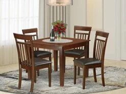 East West Furniture Kitchen Table Set, 5 Pieces, Mahogany -Safavieh Furniture 513FbhZxnrL. AC