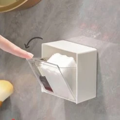 YAMSLAM Wall Mounted Storage Box Plastic Cotton Swab Storage Holder Cotton Swab Storage Holder
