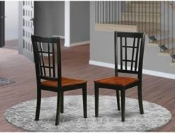 East West Furniture NIC-BLK-LC Nicoli Dining Room Chairs - Faux Leather Upholstered Wood Chairs, Set Of 2, Black -Safavieh Furniture 513Vi8mqF4L. AC