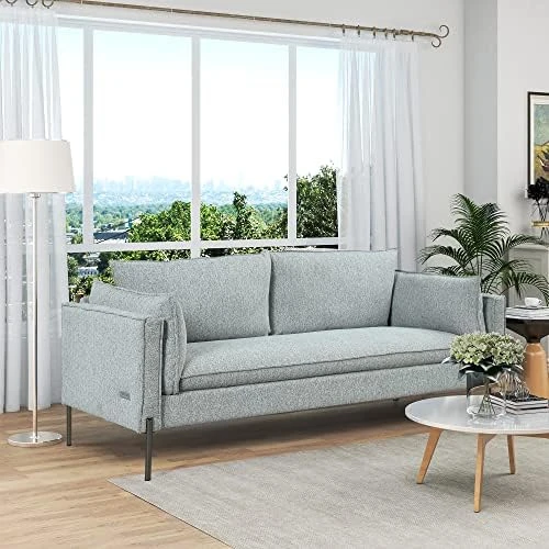 2-Piece Linen Fabric Sofa Set With USB Charging Ports, Morden Style Upholstered Sofa And Loveseat Sets With 3 Seat Sofa Couch And Loveseat Sofa For Living Room, Apartment (2+3 Seat, Grey) 7 2-Piece Linen Fabric Sofa Set With USB Charging Ports, Morden Style Upholstered Sofa And Loveseat Sets With 3 Seat Sofa Couch And Loveseat Sofa For Living Room, Apartment (2+3 Seat, Grey) - Image 7