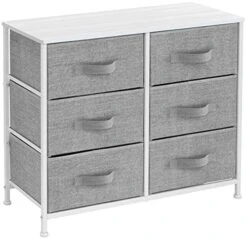 Sorbus Dresser With 6 Drawers - Furniture Storage Tower Unit For Bedroom, Hallway, Closet, Office Organization - Steel Frame, Wood Top, Easy Pull Fabric Bins (6 Drawer - White)