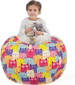 Nobildonna Stuffed Animal Storage Bean Bag Chair Cover Only For Kids Girls Toddler, Large Beanbag Chair Without Filling For Organizing Children Soft Plush Toys -Safavieh Furniture 513hy3T58cL. AC