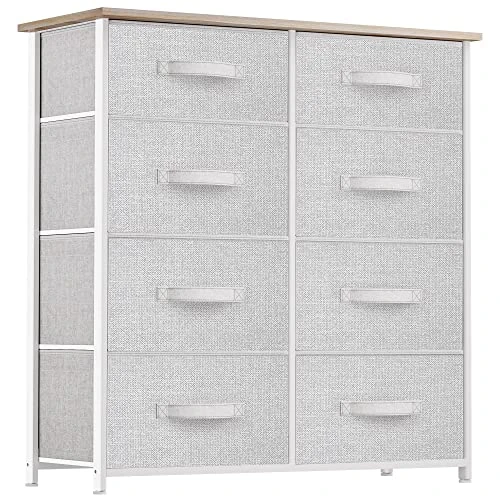 Tall Dresser, Organizer Unit, Living Room, Hallway, Closets & Nursery-Sturdy Steel Frame, Wooden Top & Easy Pull Fabric Bins & Fabric Dresser, Tall Dresser, Storage Tower, Light Grey 3 Tall Dresser, Organizer Unit, Living Room, Hallway, Closets & Nursery-Sturdy Steel Frame, Wooden Top & Easy Pull Fabric Bins & Fabric Dresser, Tall Dresser, Storage Tower, Light Grey - Image 3