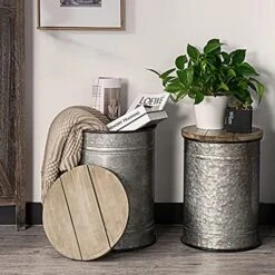 Oneinmil Rustic Storage Bins Farmhouse End Table Farmhouse Furniture Galvanized Metal Stool Ottoman Seat With Round Wood Lid Set Of 2 10 Oneinmil Rustic Storage Bins Farmhouse End Table Farmhouse Furniture Galvanized Metal Stool Ottoman Seat With Round Wood Lid Set Of 2 -Safavieh Furniture 514 qnRJmPS. AC