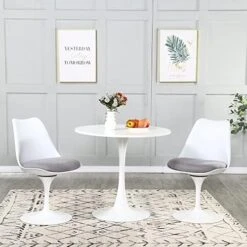 STYLIFING 3 Pieces Dining Table Set Mid-Century Modern Tulip Dining Table And 2 Swivel Fabric Upholstered Dining Chairs In Red,Kitchen Table And Chairs For 2 Person -Safavieh Furniture 5145n6E61uL. AC