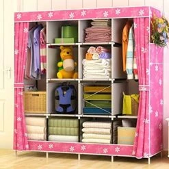 N/A Reinforcement Large Wardrobe Cloth Wardrobe Fabric Closet Folding Clothing Storage Cabinet Dustproof Wardrobe (Color : D) -Safavieh Furniture 514ABht40YL. AC 1