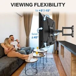 MOUNTUP TV Wall Mount, TV Mount Swivel And Tilt Full Motion For Most 26-55 Inch LED LCD Flat Curved TVs With Single Stud Articulating Arm, Wall Mount TV Bracket Up To VESA 400x400mm & 88lbs, MU0014