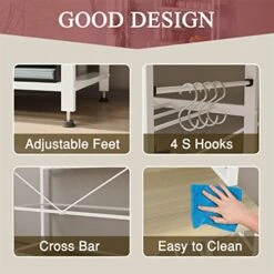 6 Tier Kitchen Bakers Rack With Wine Storage, Freestanding Kitchen Shelves With Hutch, Microwave Oven Stand, Coffee Bar Station With 4 Hooks, Wine Glass Holder, White Oak 35.5L X 13.8W X 64.7H 12 6 Tier Kitchen Bakers Rack With Wine Storage, Freestanding Kitchen Shelves With Hutch, Microwave Oven Stand, Coffee Bar Station With 4 Hooks, Wine Glass Holder, White Oak 35.5L X 13.8W X 64.7H -Safavieh Furniture 514Pkv3GHbL