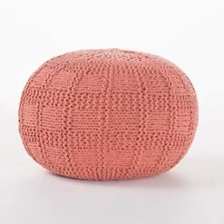 GDFStudio Valentine Hand Knit Fabric Pouf (Ivory) -Safavieh Furniture 514U0e69PlL. AC
