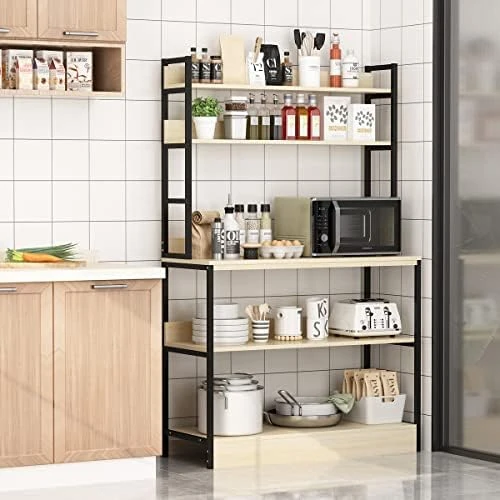 AIEGLE Large Kitchen Baker's Rack With Hutch, 5-Tier Freestanding Kitchen Storage Utility Shelf, Industrial Microwave Oven Stand Organizer Rack, White (39.4" W X 15.7" D X 63" H) 7 AIEGLE Large Kitchen Baker's Rack With Hutch, 5-Tier Freestanding Kitchen Storage Utility Shelf, Industrial Microwave Oven Stand Organizer Rack, White (39.4" W X 15.7" D X 63" H) - Image 7