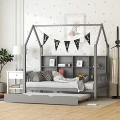 Full House Beds With Storage Drawers For Kids Montessori Bed Wood Playhouse Tent Bed Frame With 4 Drawers And Ladder For Children Girls Boys Teens Junior, Full Size, White -Safavieh Furniture 515 igjlqjL. AC