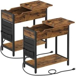 VASAGLE Side Table With Storage, End Table With USB Ports And Outlets, Nightstand With Charging Station, Fabric Bags, For Living Room, Bedroom, Rustic Brown And Black ULET310B01V1 20 VASAGLE Side Table With Storage, End Table With USB Ports And Outlets, Nightstand With Charging Station, Fabric Bags, For Living Room, Bedroom, Rustic Brown And Black ULET310B01V1 -Safavieh Furniture 5151FVrbBAL. AC
