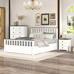 5-Piece Bedroom Set Twin Size Wood Platform Bed Frame With Storage Drawer, Two Nightstands, One 5-Drawer Chest, One 6-Drawer Dresser, Modern 5 Pieces Bedroom Sets For Kids Boys Girls Teens, Off White -Safavieh Furniture 5158TKbnveL. AC