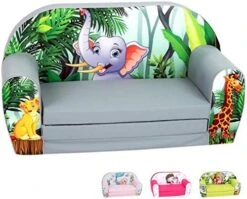 Delsit Toddler Couch & Kids Sofa - European Made Children's 2 In 1 Flip Open Foam Double Sofa - Kids Folding Sofa, Kids Couch - Comfy Fold Out Lounge (Mermaid) -Safavieh Furniture 515Af0xvZL. AC