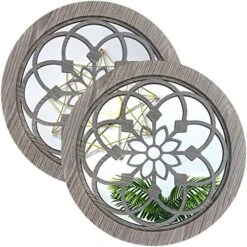Wocred 2 PCS 20 Inch Round Wall Mirror,Gorgeous Rustic Farmhouse Accent Mirror,Barn Wood Color Entry Mirror For Bathroom Renovation,Bedrooms,Living Rooms And More. -Safavieh Furniture 515ICiR2qoL. AC