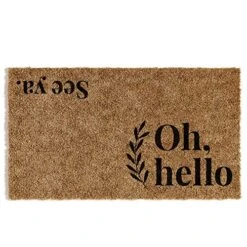Barnyard Designs 'Oh Hello, See Ya' Doormat Welcome Mat For Outdoors, Large Front Door Entrance Mat, 30x17, Brown