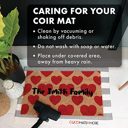 COCO MATS 'N MORE Heart Pattern Personalized - 22" X 36" Made In USA - Vinyl Backed Durable Entry Mat Natural Coir Heart Love Decorations Decor Doormat Valentine Rugs Entryway 3 COCO MATS 'N MORE Heart Pattern Personalized - 22" X 36" Made In USA - Vinyl Backed Durable Entry Mat Natural Coir Heart Love Decorations Decor Doormat Valentine Rugs Entryway - Image 3