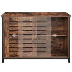 VASAGLE Lowell Sideboard, Kitchen Cabinet With Shutter Sliding Doors, Floor Storage Cupboard, Living Room, Hallway, 13.8" D X 39.4" W X 27.6" H, Rustic Brown 11 VASAGLE Lowell Sideboard, Kitchen Cabinet With Shutter Sliding Doors, Floor Storage Cupboard, Living Room, Hallway, 13.8" D X 39.4" W X 27.6" H, Rustic Brown -Safavieh Furniture 515U2jICyPL