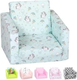 Delsit Toddler Chair & Kids Sofa - European Made Children's 2 In 1 Flip Open Foam Single Sofa, Toddler Fold Out Chair, Kids Couch, Comfy Flip Out Lounge (Gray With Stars) -Safavieh Furniture 515UVYziZrL. AC