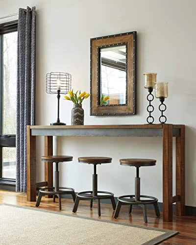 Signature Design By Ashley D440-52 Rectangular Industrial Style Torjin Dining Room Bar, Counter Height Table, Brown 3 Signature Design By Ashley D440-52 Rectangular Industrial Style Torjin Dining Room Bar, Counter Height Table, Brown - Image 3
