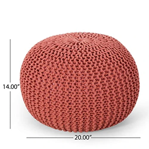 Christopher Knight Home Nahunta Pouf, Coral 3 Christopher Knight Home Nahunta Pouf, Coral - Image 3