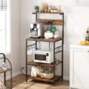 SUPERJARE Kitchen Bakers Rack With Power Outlet - Rustic Brown, 80921FC