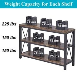 BON AUGURE Industrial Sofa Console Table For Entryway, 3 Tier Foyer Table For Hallway, Rustic Hall Tables Behind Couch (47 Inch, Rustic Brown) -Safavieh Furniture 515pr6QflxL