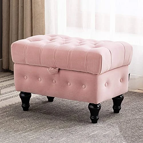 Artechworks Storage Coffee Table Ottoman, Button Tufted Velvet Upholstery Footstool Bed Ottoman For Living Room, Home Office, Space-Saving Storage Toy Box Stool, Pink 1 Artechworks Storage Coffee Table Ottoman, Button Tufted Velvet Upholstery Footstool Bed Ottoman For Living Room, Home Office, Space-Saving Storage Toy Box Stool, Pink