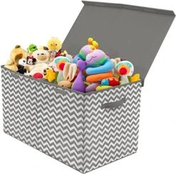 Sorbus Toy Chest With Flip-Top Lid, Kids Collapsible Storage For Nursery, Playroom, Closet, Home Organization, Large (Pattern - Chevron Gray) -Safavieh Furniture 51652HHEGmL 1