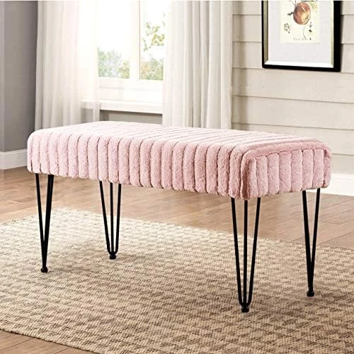 Home Soft Things Super Mink Faux Fur Pink Ottoman Bench, 19" X 13" X 17", Rose Smoke, Living Room Foot Rest Stool Entryway Makeup Bench End Of Bed Bedroom Home Decor Chair For Sitting 13 Home Soft Things Super Mink Faux Fur Pink Ottoman Bench, 19" X 13" X 17", Rose Smoke, Living Room Foot Rest Stool Entryway Makeup Bench End Of Bed Bedroom Home Decor Chair For Sitting - Image 13