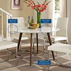 Modway Platter 47" Mid-Century Modern Round Kitchen And Dining Table In White -Safavieh Furniture 516IefZT8iL