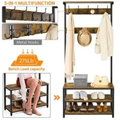 Topeakmart Coat Rack Coat Stand With 23 Hooks And 3 Storage Shelf, Hall Tree Coat Tree Coat Hat Rack 3 In 1 Deigin, Free Standing Hall Tree/Hat Tree For Home Office 10 Topeakmart Coat Rack Coat Stand With 23 Hooks And 3 Storage Shelf, Hall Tree Coat Tree Coat Hat Rack 3 In 1 Deigin, Free Standing Hall Tree/Hat Tree For Home Office -Safavieh Furniture 516bHPCMUcL