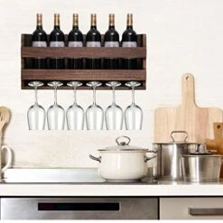 Wall Mounted Wine Rack And Glass Holder - Hanging Bottle & Glass Rack - 6 Bottles & Stemware Glass Organizer For Kitchen, Bar, Or Home 8 Wall Mounted Wine Rack And Glass Holder - Hanging Bottle & Glass Rack - 6 Bottles & Stemware Glass Organizer For Kitchen, Bar, Or Home -Safavieh Furniture 516eMfnbv7L