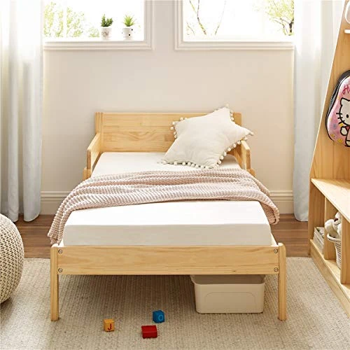 MUSEHOMEINC 2 In 1 Convertible Toddler Bed,Multifunctional Solid Wood Kids Bed W/ 2 Side Guardrails, Children Bed Frame Convert To One Chair/Sofa, Fits Standard Crib Mattress,(Mattress Not Included) 2 MUSEHOMEINC 2 In 1 Convertible Toddler Bed,Multifunctional Solid Wood Kids Bed W/ 2 Side Guardrails, Children Bed Frame Convert To One Chair/Sofa, Fits Standard Crib Mattress,(Mattress Not Included) - Image 2