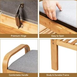 Giantex Shoe Rack Bench With Storage, Bamboo Storage Bench With Cushioned Seat, Padded Seat Shoe Bench With Storage Shelf, Shoe Organizer For Entryway, Hallway, Bedroom, Holds Up To 330 LBS -Safavieh Furniture 516yA17ujcL