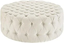 Modway Amour Fabric Upholstered Button-Tufted Round Ottoman In Azure -Safavieh Furniture 516yEscrDIL. AC