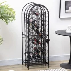 HOMCOM 45-Bottle Modern Wine Organizer Decorative Portable Wrought Iron Wine Rack Jail -Safavieh Furniture 516zSSjoAUL